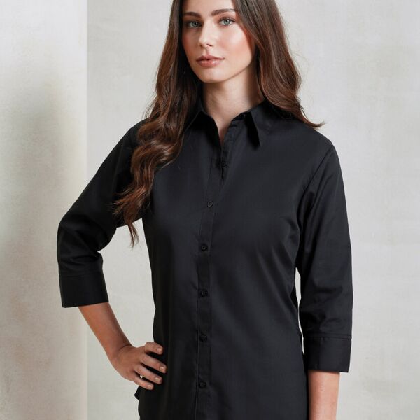 Women's ¾ sleeve poplin blouse Thumbnail